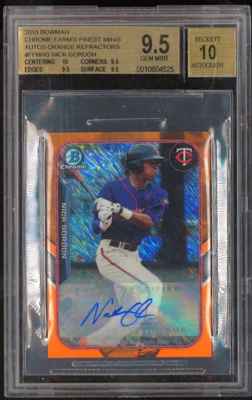 2015 Bowman Chrome Finest Mini Nick Gordon Orange Refractor Auto /25 BGS 9.5