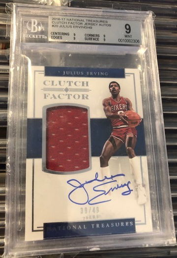 2016/17 National Treasures Julius Erving Clutch Factor Jersey AUTO Autograph /49 BGS 9
