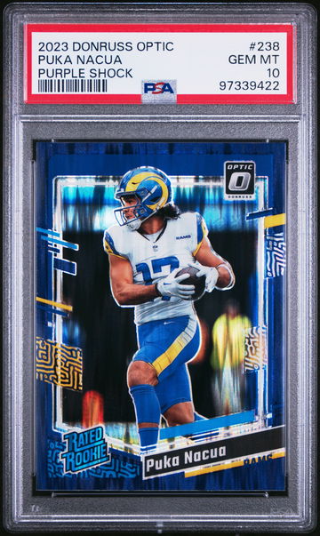 2023 DONRUSS PANINI OPTIC PUKA NACUA PURPLE SHOCK #238 RC ROOKIE PSA 10