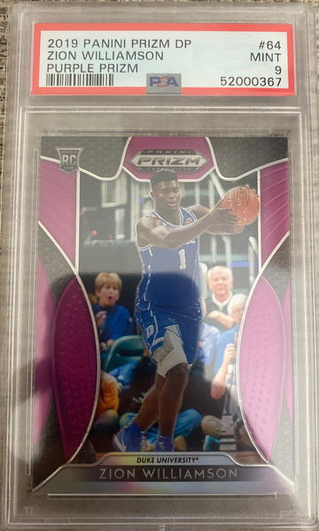 2019 Prizm draft picks Zion Williamson purple Prizm psa 9 Mint