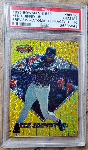 1996 Bowman's Best Ken Griffey Jr Preview-Atomic Refractor PSA 10