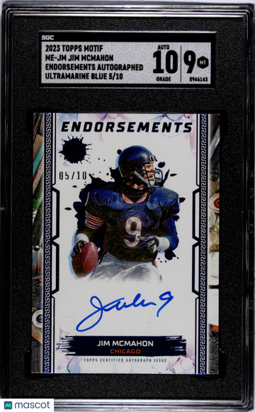 2023 Topps Motif Jim Mcmahon #ME-JM Endorsements Autograph Ultramarine Blue SGC 9 Auto 10