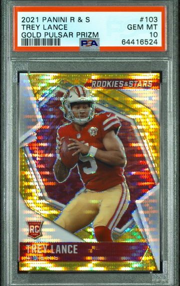 2021 Panini Rookies & Stars Trey Lance Gold pulsar prizm 2/15 RC PSA 10 Gem Mint