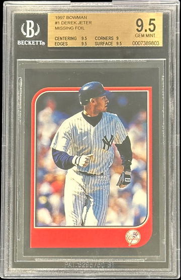 1997 BOWMAN DEREK JETER RARE ERROR NO NAME BGS 9.5