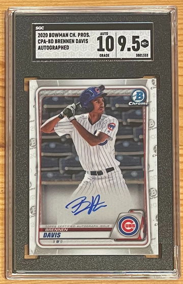 2020 Bowman Chrome Prospects Brennen Davis Auto SGC 9.5 10 Autograph Cubs CPA-BD