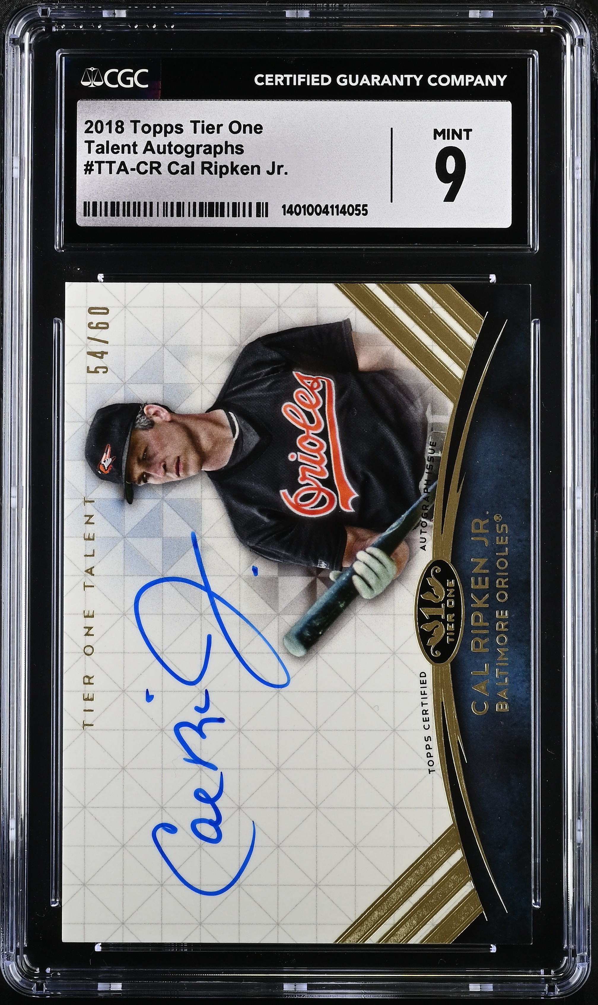 Cal Ripken JR Tier One #TTA-CR Talent Autographs CGC 9 Topps