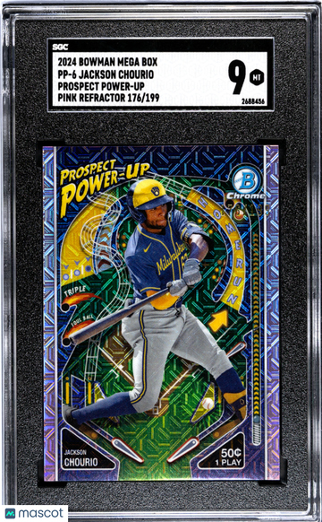 2024 Bowman Mega Box Jackson Chourio #PP-6 Prospect Power Up Pink Refractor SGC 9