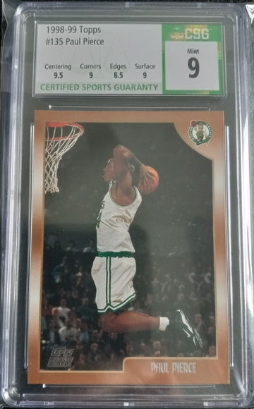 Paul Pierce 1998-99 Topps ROOKIE #135. CSG 9. RC Boston Celtics