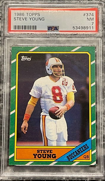 Steve Young 1986 Topps Card #374 ROOKIE RC HOF PSA 7 NRMT