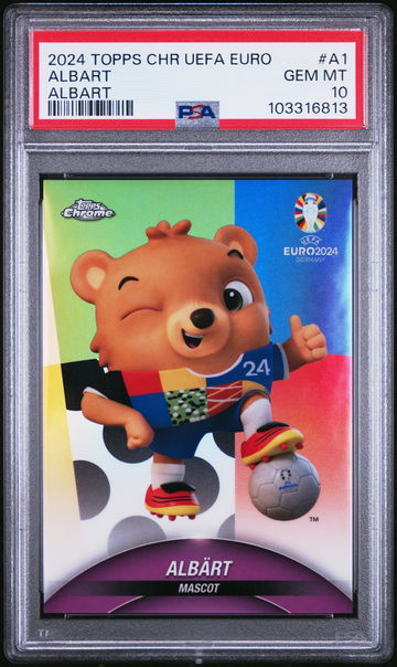 2024 TOPPS CHROME UEFA EURO 2024 SSP MASCOT ALBART #A1 PSA 10