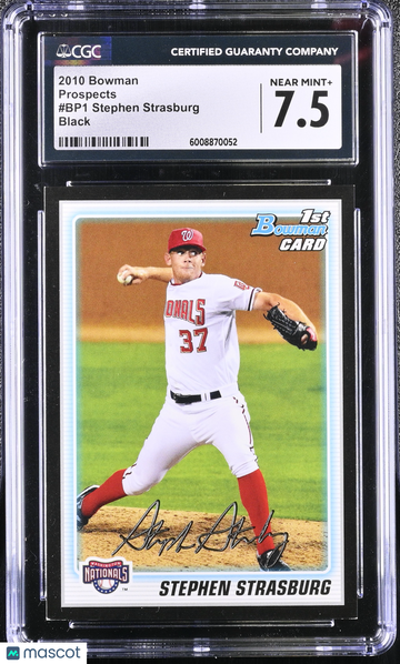 2010 Bowman Stephen Strasburg #BP1 Black Prospects CGC 7.5