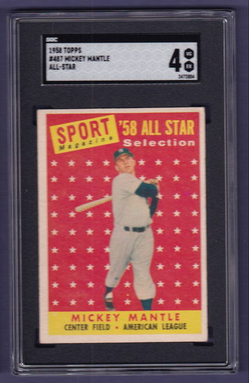 1958 Topps #487 Mickey Mantle AS SGC 4