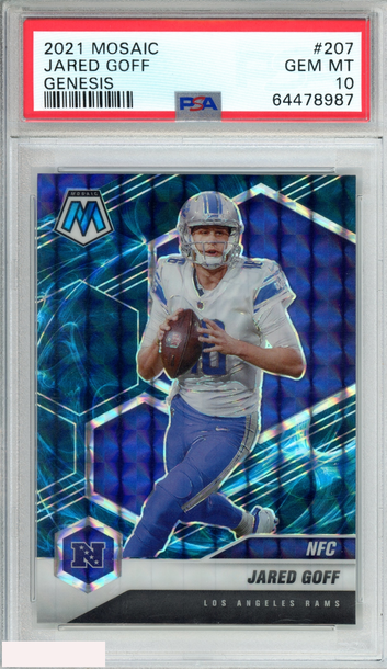 2021 PANINI MOSAIC JARED GOFF #207 GENESIS RAMS LIONS PSA 10 GEM MT