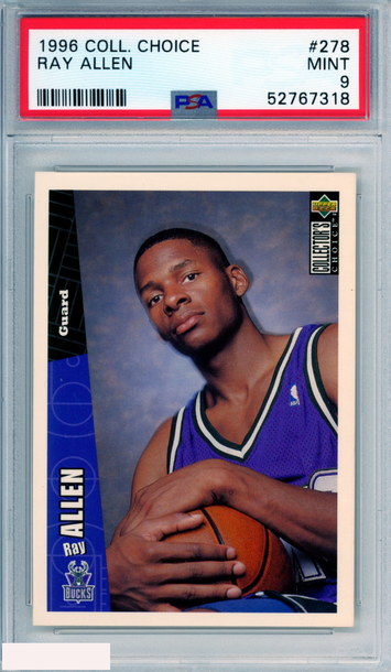 1996 COLLECTORS CHOICE RAY ALLEN #278 ROOKIE HOF BUCKS RC PSA 9 MINT
