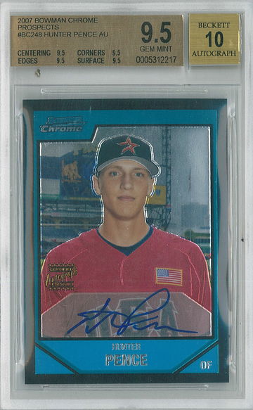 2007 Bowman Chrome Hunter Pence #BC248 BGS 9.5 Auto 10
