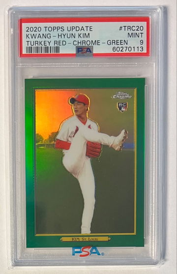 2020 Topps Update Green Chrome Turkey Red /10 Kwang-Hyun Kim PSA 9 Cardinals Rookie pop 1