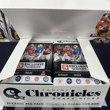 2021 NFL DRAFT PICKS CHRONICLES CELLO BOX OF 12 PACKS TREVOR LAWRENCE MAC JONES