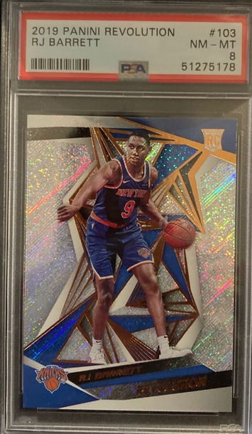 RJ BARRETT 2019 PANINI REVOLUTION BASKETBALL ROOKIE RC 3rd Choice Overall PSA 8
