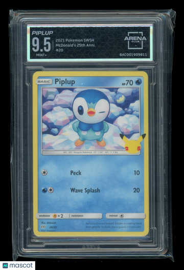 2021 Pokemon SWSH McDonald's 25th Anniversary Piplup Arena Club 9.5 #20/25