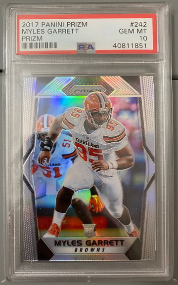 2017 PANINI PRIZM SILVER #242 MYLES GARRETT ROOKIE RC PSA 10