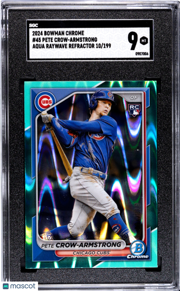 2024 Bowman Chrome Pete Crow-Armstrong #45 Aqua Raywave Refractor SGC 9