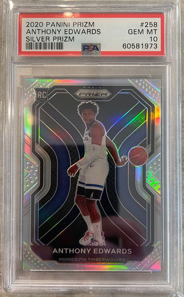 2020 PRIZM ANTHONY EDWARDS PRIZM SILVER PSA 10