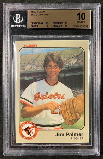 1983 Fleer #69 Jim Palmer Baltimore Orioles BGS 10 PRISTINE POP 3 - DHL Express Air with Tracking from Overseas