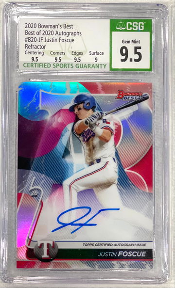 Justin Foscue 2020 Bowman’s Best Refractor Auto CSG9.5 Gem Mint