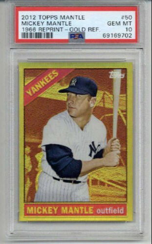 2012 TOPPS MICKEY MANTLE 1966 REPRINT GOLD REFRACTOR #50 YANKEES PSA 10 LOW POP
