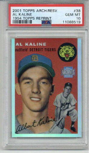 2001 TOPPS ARCHIVES RESERVE 1954 REPRINT REFRACTOR #38 AL KALINE PSA 10 LOW POP