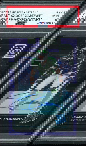 Ahmad Sauce Gardner 2021 Donruss Optic FOTL Purple Stars Rookie Auto /50 PSA 9