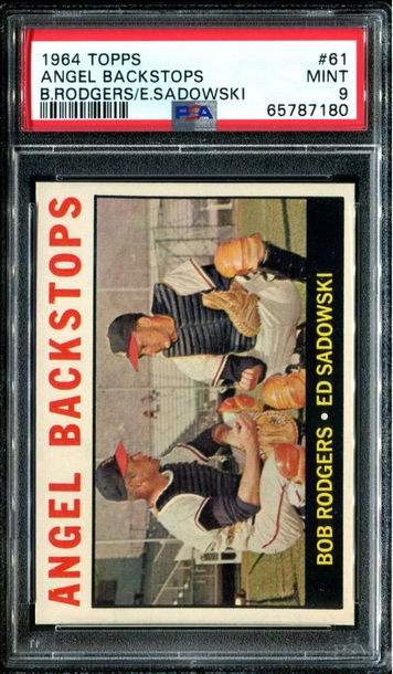1964 TOPPS #61 ANGEL BACKSTOPS PSA 9