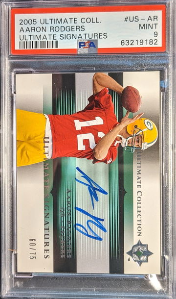 2005 Ultimate Collection Aaron Rodgers Ultimate Signatures Rookie Autograph Auto RC #US-AR PSA 9 /75