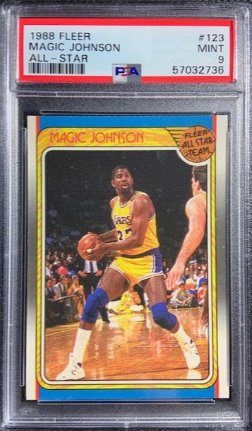 1988 Fleer Basketball All Stars #123 Magic Johnson PSA 9 Mint Lakers