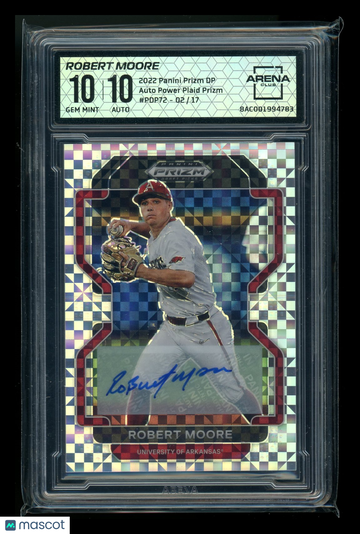 2022 Panini Prizm DP Power Plaid Prizm Robert Moore #PDP72 /17 Autograph Arena Club 10 Auto 10