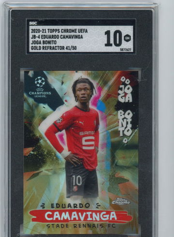 2020 Topps Chrome UEFA Eduardo Camavinga GOLD /50 Joga Bonito SGC 10 Gem Mint