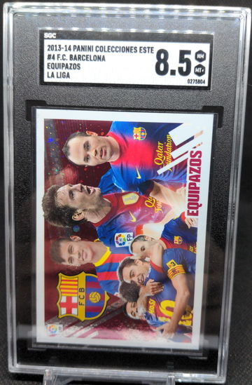 2013 Panini Colecciones Equipazos #4 Barcelona Messi Neymar Iniesta Xavi SGC 8.5