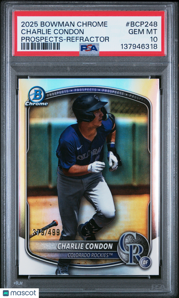 2025 Bowman Chrome Prospects Charlie Condon #BCP248 Refractor /499 PSA 10