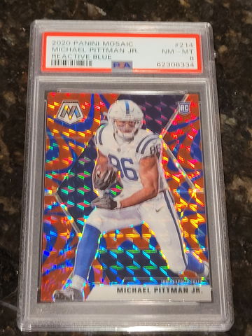 2020 Michael Pittman Jr. Mosaic Blue HOLOGRAM #214 PSA 8
