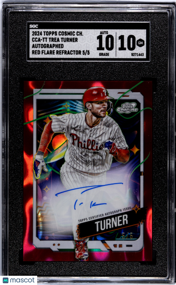 2024 Topps Cosmic Chrome Trea Turner #CCA-TT Autograph Red Flare Refractor SGC 10 Auto 10
