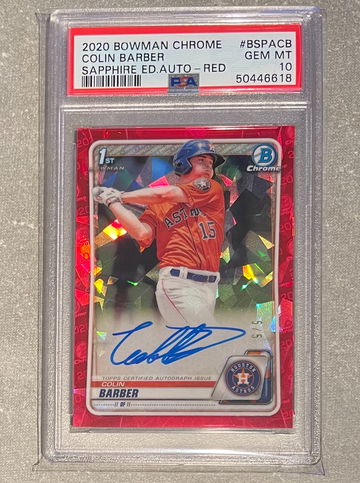 2020 Colin Barber Bowman Chrome Sapphire Red Auto /5 PSA10