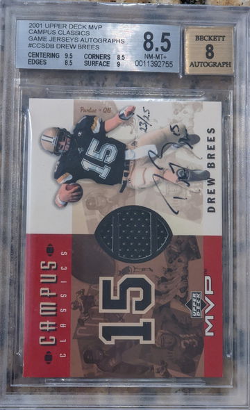 2001 Upper Deck MVP Campus Classics Game Jersey Autographs Drew Brees 23/25 #CCSDB
