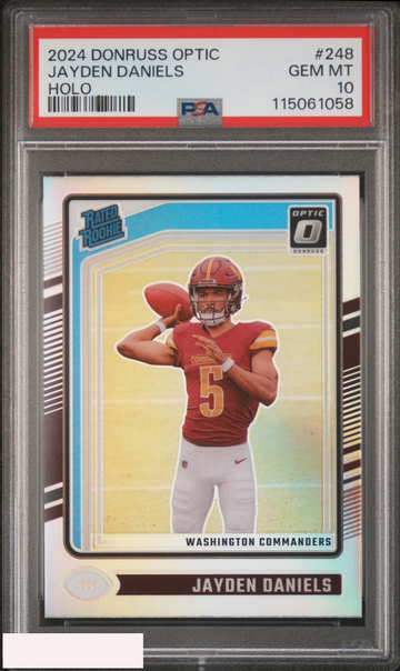 2024 PANINI DONRUSS OPTIC JAYDEN DANIELS #248 HOLO RATED ROOKIE RC PSA 10 GEM MT