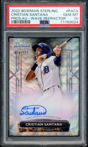 2022 Bowman Sterling Cristian Santana Auto Wave /125 PSA 10 Gem Mint