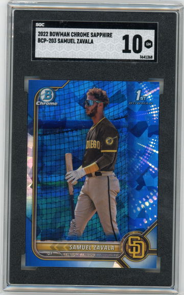 2022 Bowman Chrome Sapphire Edition Samuel Zavala 1st BCP-203 SGC 10 GEM MINT Padres