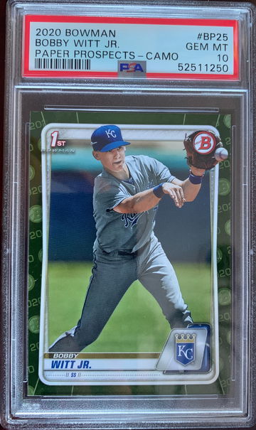 2020 Bowman Bobby Witt Jr. Paper Prospects - Camo PSA 10