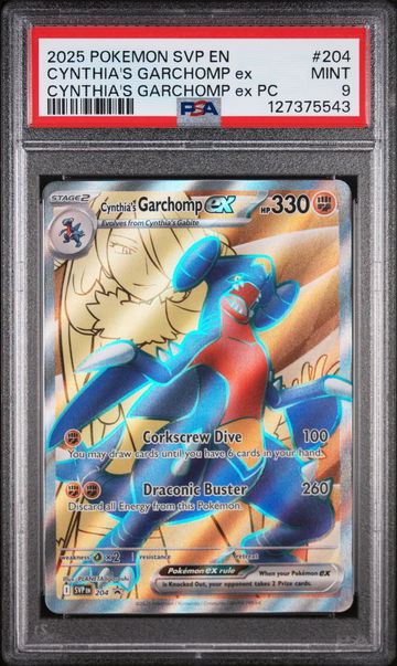 2025 Pokemon Scarlet and Violet Black Star Promo Premium Collection Cynthia's Garchomp Ex #204 PSA 9