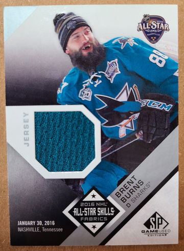 2016-17 SP Game-Used Brent Burns All-Star Skills Fabrics