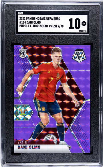 Dani Olmo - 2021 Mosaic EUFA Euro #164 Purple Fluorescent Prizm /70 - SGC 10
