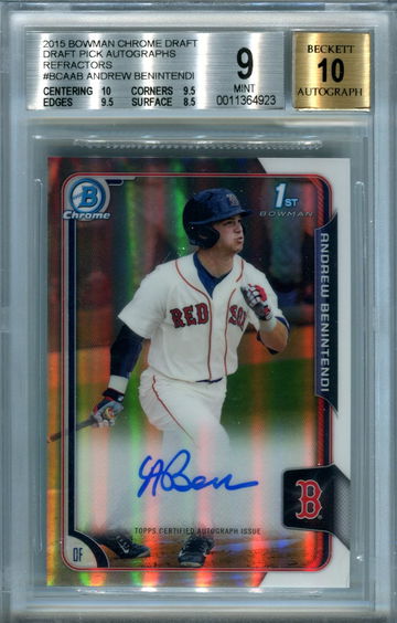 2015 Bowman Chrome refractor parallel Andrew Benintendi BGS 9 auto 10